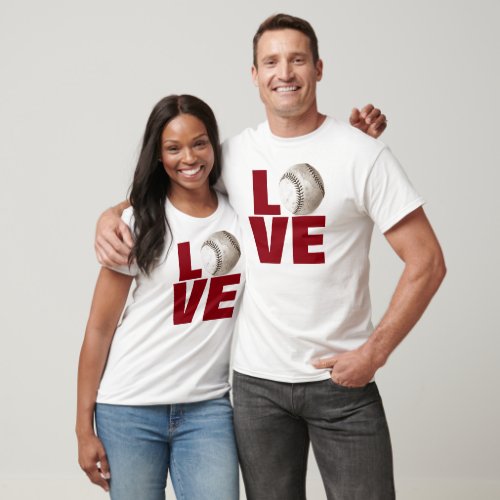 White Love Baseball T_Shirt _ Popular Sport Games
