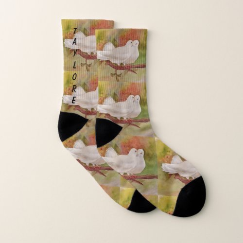 White Love Doves Socks