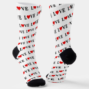 White LOVE Heart Simple Minimal Elegant Socks