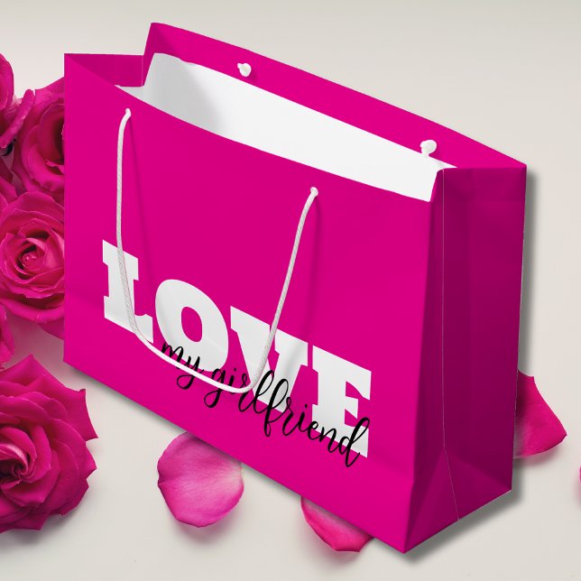 White LOVE Hot Pink Valentine Large Gift Bag (Creator Uploaded)