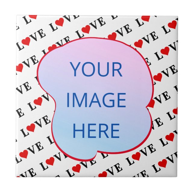 White LOVE Minimalist Ceramic Tile (Front)