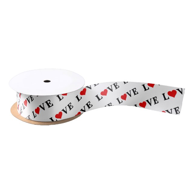 White LOVE Minimalist Satin Ribbon (Spool)