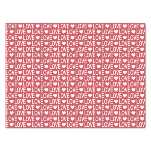 White Love Pattern Tissue Paper