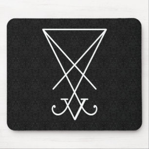 White Lucifer Alchemy Sigil Gothic Art Mouse Pad