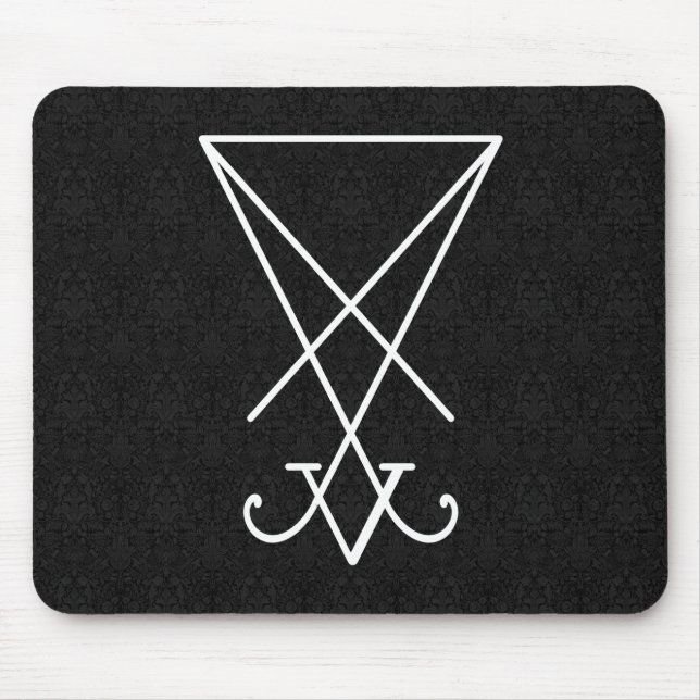 White Lucifer Alchemy Sigil Gothic Art Mouse Pad (Front)