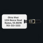 White Luggage Bag Tag<br><div class="desc">Personalize this luggage with your own name,  design,  quote,  or photo.  Change the text,  or Click the "Customize it!" button to add a photo,  change the font or add text to the back. These customizable tags are great gifts for travel as well as school and sports bags.</div>