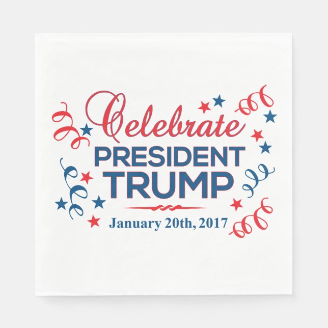White Luncheon Paper Napkins Celebrate Trump (Front)