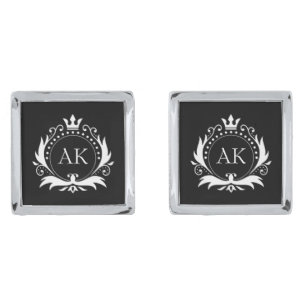 White Luxury Crown Monogram Cufflinks