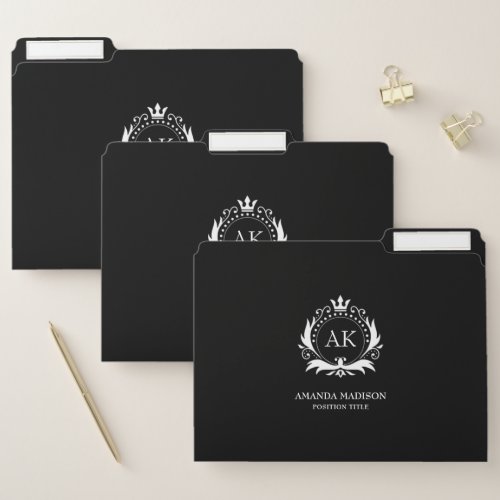 White Luxury Crown Monogram File Folder