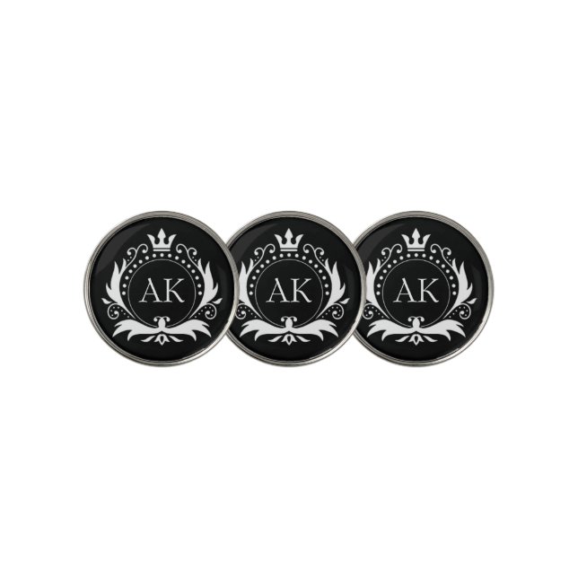 White Luxury Crown Monogram Golf Ball Marker (3 Up)