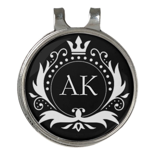 White Luxury Crown Monogram Golf Hat Clip (Front)
