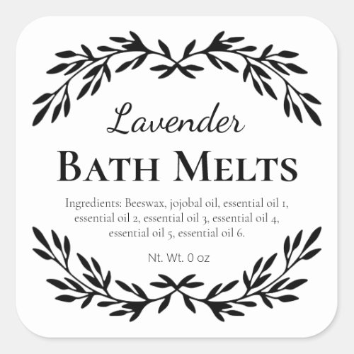 White Luxury DIY Bath Melts Square Sticker