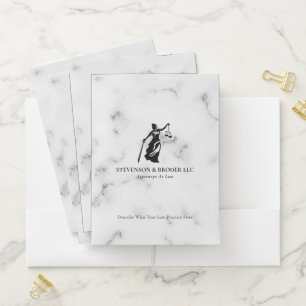 White Luxury Marble texture Lady Justice Logo Pocket Folder