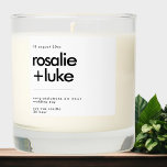 White Luxury Wedding Couple Name Scented Candle<br><div class="desc">A modern white luxury wedding candle with the name of the couple on it is the perfect gift for a special day. This scented soy candle can be personalized with the names of the bride and groom and the date of their wedding. Perfect as a wedding keepsake or as a...</div>