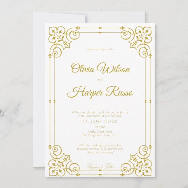 white luxury wedding invitation (Front)