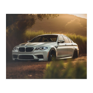 White M5 Customized Car Acrylic Print