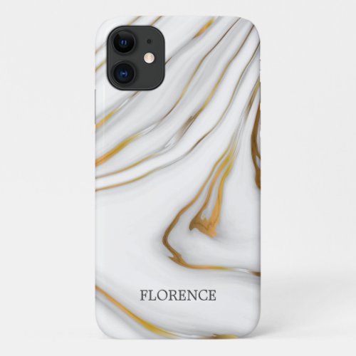 White Mable And Gray And Gold Grain iPhone 11 Case
