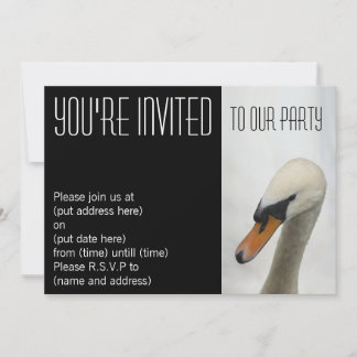 White Macro Swan Party Invitation
