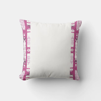 White Magenta Pink Ornamental Border Throw Pillow