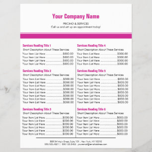 White Magenta Simple Border Price List 6 Flyer