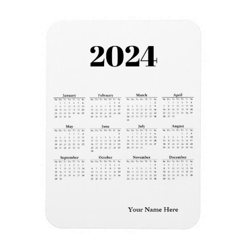 White magnetic card for 2024 calendar magnet