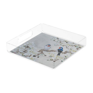 White Magnolia Acrylic Tray