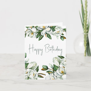 White Magnolia Birthday Card