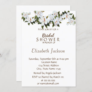 White Magnolia Bloosom Bridal Shower Invitation