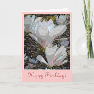 White Magnolia Blossoms Birthday Card