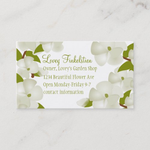 White Magnolia Blossoms Business Card Template