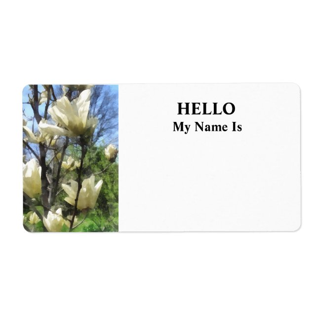 White Magnolia Branches Label (Front)