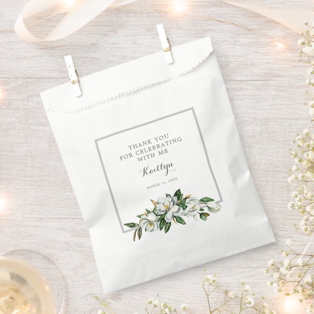 White Magnolia Bridal  Favor Bag (Clipped)