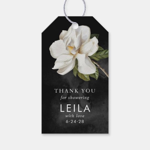 White Magnolia Bridal Shower Favor Tags