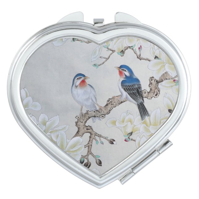 White Magnolia  Compact Mirror (Front)