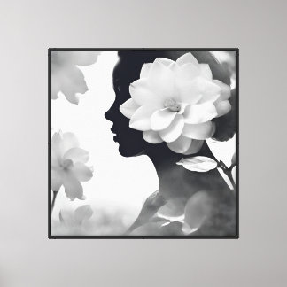 White Magnolia Dreams Modern Zen Monochromatic Canvas Print
