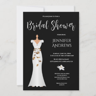 White Magnolia, Elegant Black and White Invitation