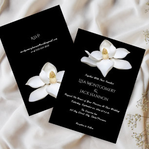 White Magnolia Elegant Floral Wedding  Invitation