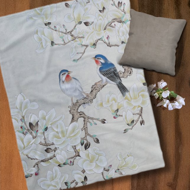 White Magnolia Fleece Blanket (Creator Uploaded)