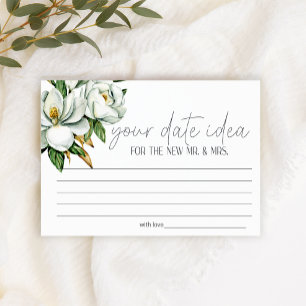 White Magnolia Floral Date Night Idea Shower Game Stationery