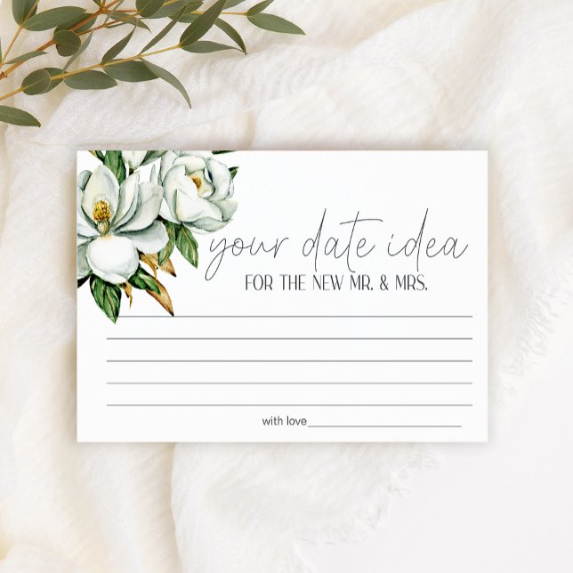 White Magnolia Floral Date Night Idea Shower Game Stationery (Creator Uploaded)
