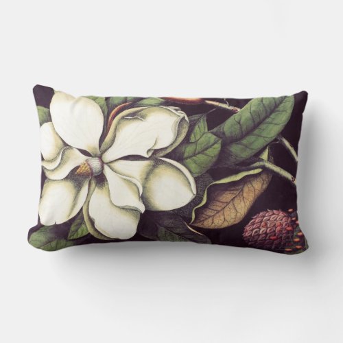 White Magnolia Floral Decorative Lumbar Pillow