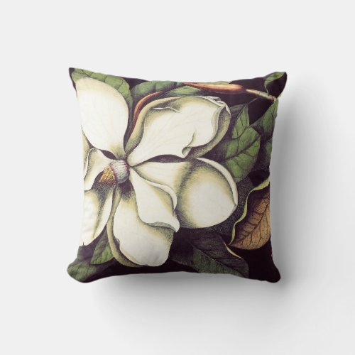 White Magnolia Floral Decorative Throw Pillow