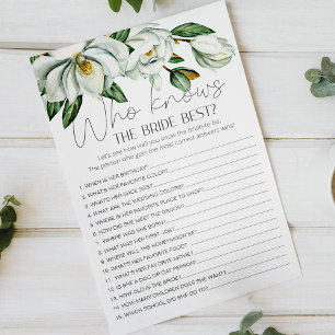 White Magnolia Floral Game Who Knows The Bride Flyer