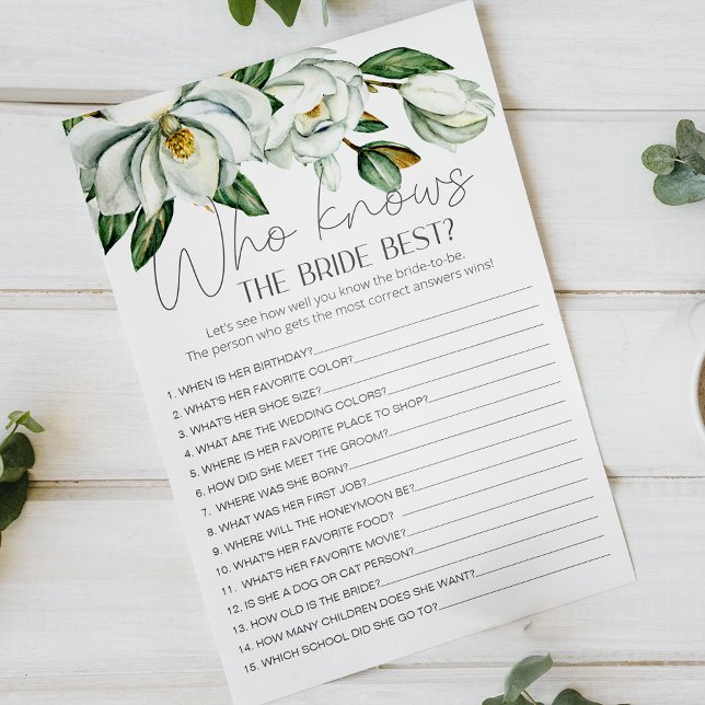 White Magnolia Floral Game Who Knows The Bride Flyer (Creator Uploaded)