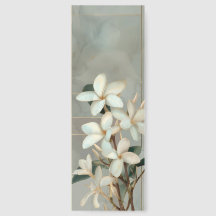 White Magnolia Floral Gold Line Marble