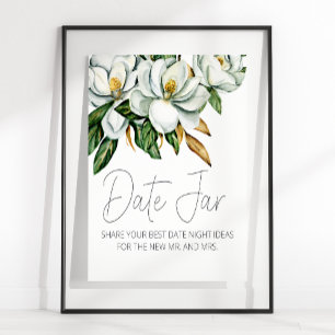 White Magnolia Floral Rustic Date Night Sign