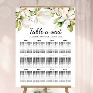 White Magnolia Floral Wedding Table Seating Foam Board
