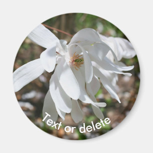 White Magnolia Flower Blossom Personalized Magnet