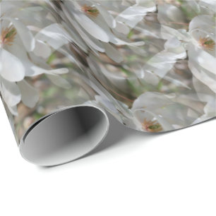 White Magnolia Flower Blossoms Nature Wrapping Paper