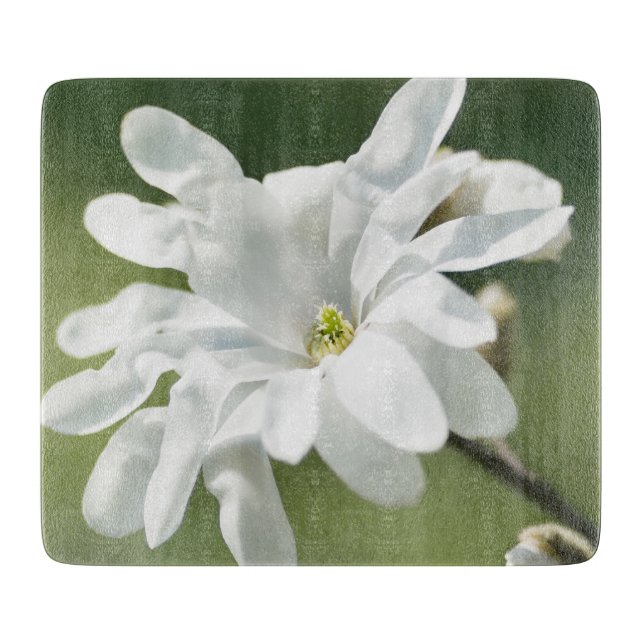 White Magnolia Flower Cutting Board (Front)